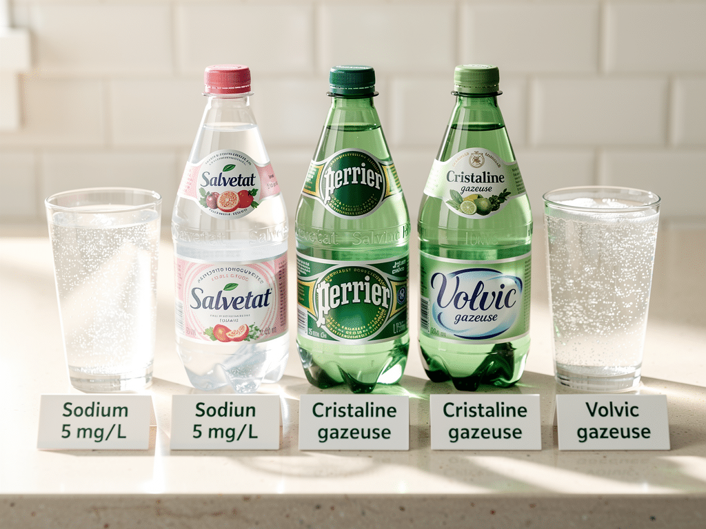 eaux pétillantes les moins salées