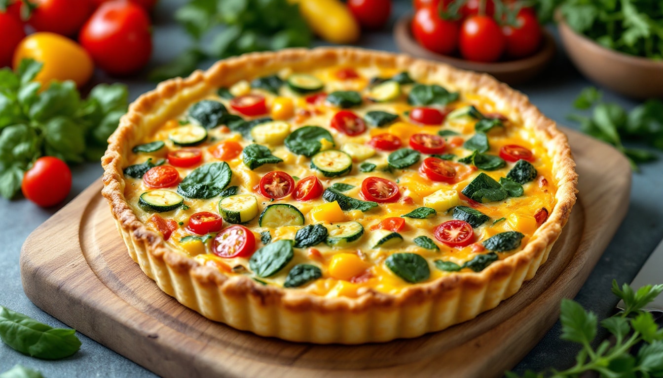 découvrez une recette facile et légère de quiche aux légumes sans pâte, parfaite pour un repas sain et rapide à préparer.